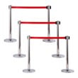Pemberly Row Stainless Steel Queue Pole in Silver and Red (Set of 6)