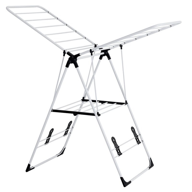 Pemberly Row Steel and Plastic Folding Laundry Clothes Storage in White