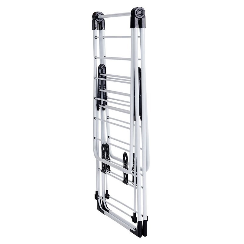 Pemberly Row Steel and Plastic Folding Laundry Clothes Storage in White