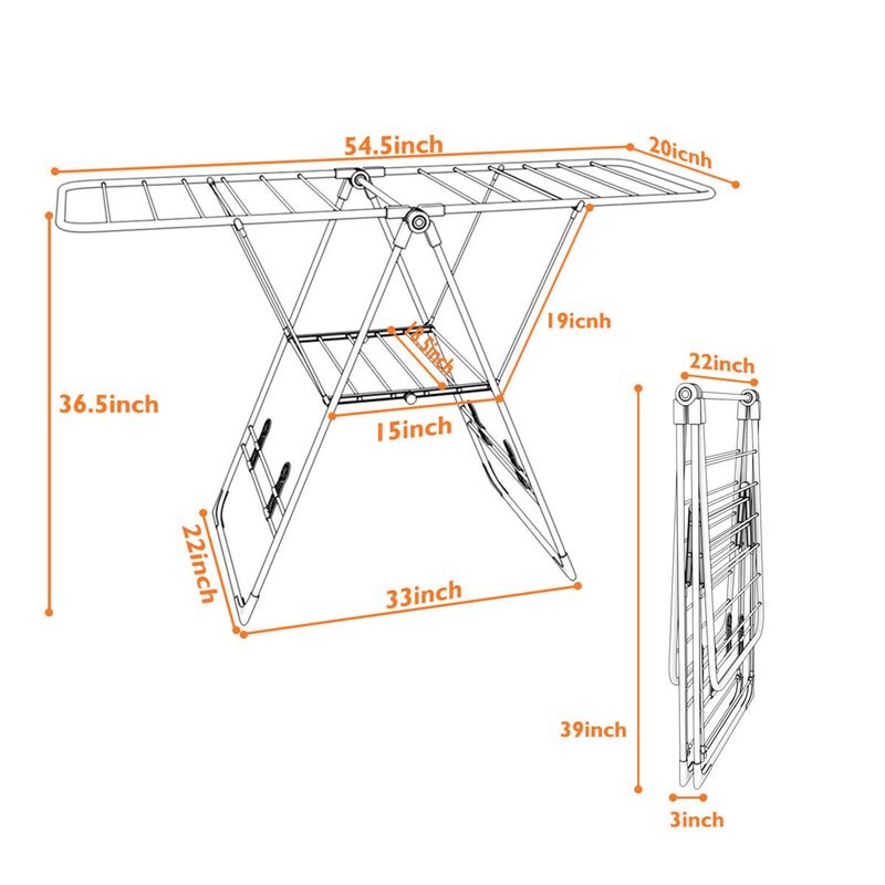 Pemberly Row Steel and Plastic Folding Laundry Clothes Storage in White