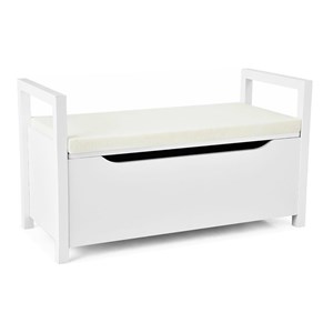 Pemberly Row Contemporary Wood Storage Bench with Removable Cushion in White