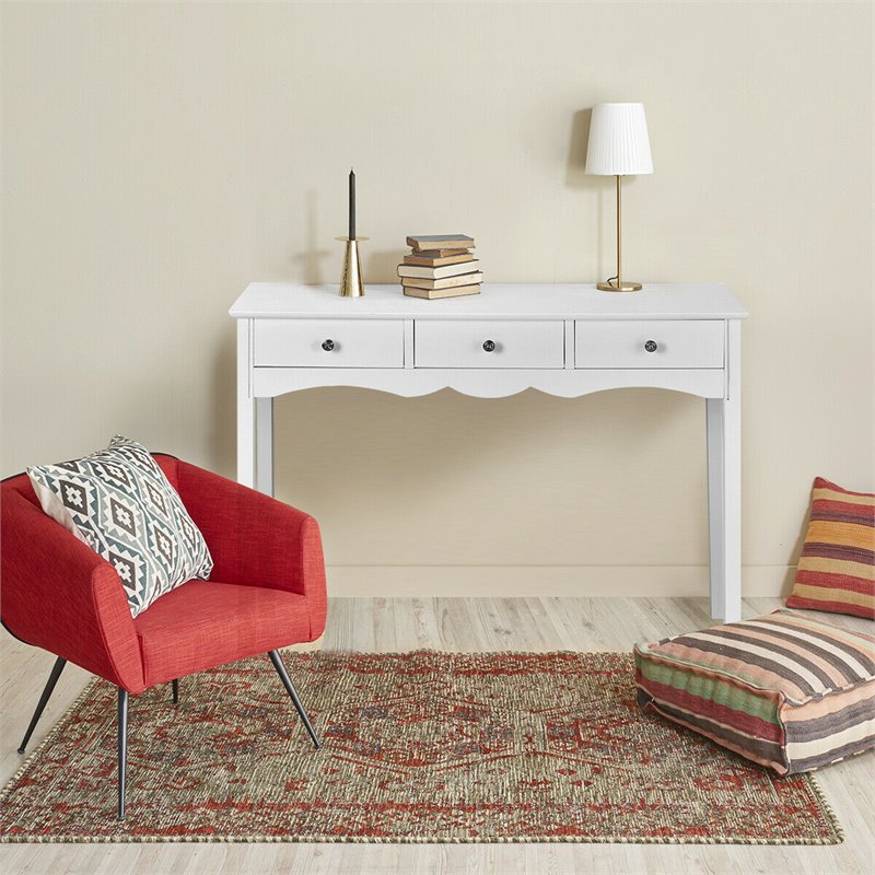 Pemberly Row 3-drawer Contemporary MDF Board Console Table in White