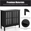 Pemberly Row Pine Wood Free Standing Storage Buffet Cabinet in Black