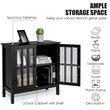 Pemberly Row Pine Wood Free Standing Storage Buffet Cabinet in Black