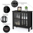 Pemberly Row Pine Wood Free Standing Storage Buffet Cabinet in Black