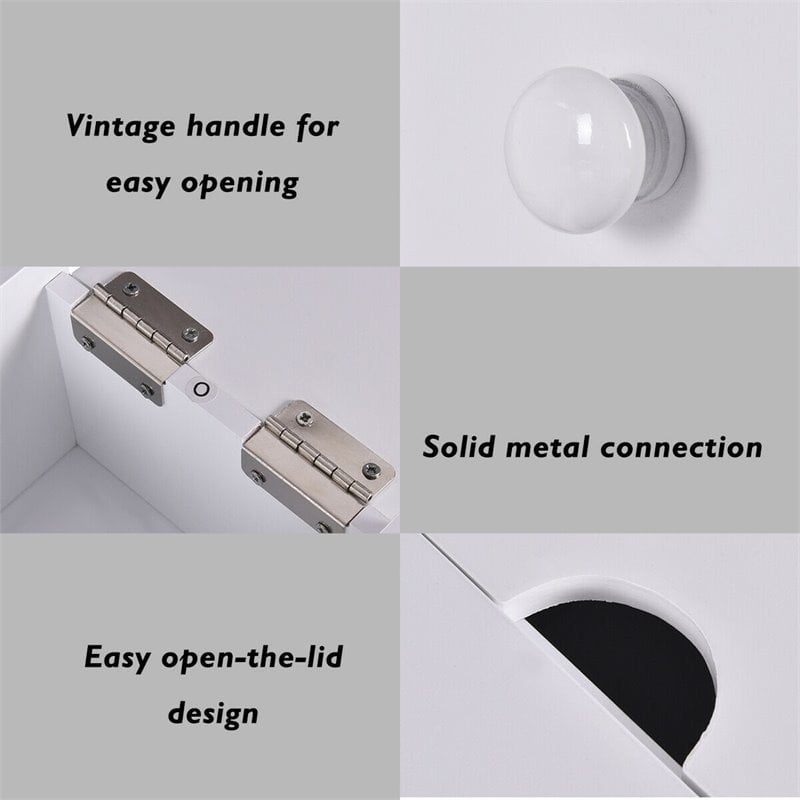 Pemberly Row MDF Bathroom Floor Cabinet with 2 Built-in Shelves in White