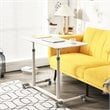 Pemberly Row Contemporary MDF and Steel Height Adjustable Computer Desk in White