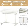 Pemberly Row Contemporary MDF and Steel Height Adjustable Computer Desk in White