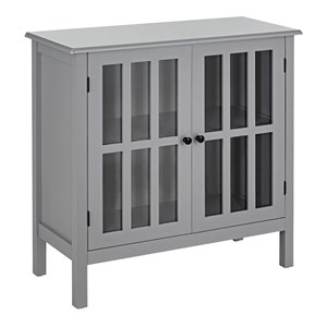 Pemberly Row Contemporary Pine Wood Free Standing Storage Buffet Cabinet in Gray