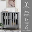Pemberly Row Contemporary Pine Wood Free Standing Storage Buffet Cabinet in Gray