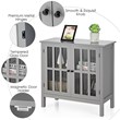 Pemberly Row Contemporary Pine Wood Free Standing Storage Buffet Cabinet in Gray