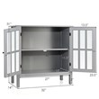 Pemberly Row Contemporary Pine Wood Free Standing Storage Buffet Cabinet in Gray