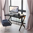 Pemberly Row Contemporary Metal and MDF Board Computer Desk in Black