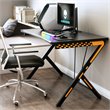 Pemberly Row Contemporary Metal and MDF Board Computer Desk in Black
