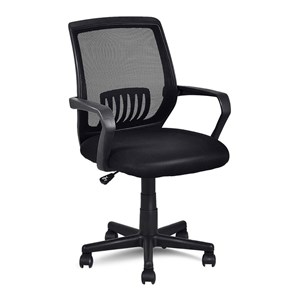 Pemberly Row Polyurethane Ergonomic Mid-back Mesh Computer Office Chair in Black