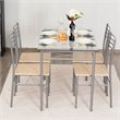 Pemberly Row 5-Pc Glass & Steel Dining Set with Table & 4 Chairs in Silver