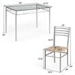 Pemberly Row 5-Pc Glass & Steel Dining Set with Table & 4 Chairs in Silver