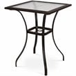 Pemberly Row Square Contemporary Steel and Rattan Outdoor Bar Tables in Brown
