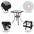 Pemberly Row Square Contemporary Steel and Rattan Outdoor Bar Tables in Brown