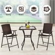 Pemberly Row Square Contemporary Steel and Rattan Outdoor Bar Tables in Brown