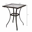 Pemberly Row Square Contemporary Steel and Rattan Outdoor Bar Tables in Brown