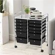 Pemberly Row 12-drawer Iron and Plastic Rolling Cart Storage in Black