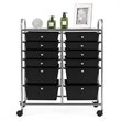 Pemberly Row 12-drawer Iron and Plastic Rolling Cart Storage in Black