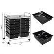 Pemberly Row 12-drawer Iron and Plastic Rolling Cart Storage in Black