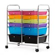 Pemberly Row 12-drawer Iron and Plastic Rolling Cart Storage in Multi-Color