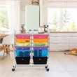 Pemberly Row 12-drawer Iron and Plastic Rolling Cart Storage in Multi-Color