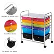 Pemberly Row 12-drawer Iron and Plastic Rolling Cart Storage in Multi-Color