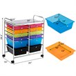 Pemberly Row 12-drawer Iron and Plastic Rolling Cart Storage in Multi-Color