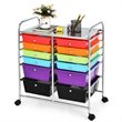 Pemberly Row 12-drawer Iron & Plastic Rolling Cart Storage in Multi-Color Finish