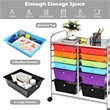 Pemberly Row 12-drawer Iron & Plastic Rolling Cart Storage in Multi-Color Finish