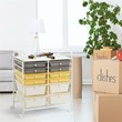 Pemberly Row 12-drawer Steel & Plastic Rolling Storage Cart in White/Yellow/Gray