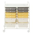 Pemberly Row 12-drawer Steel & Plastic Rolling Storage Cart in White/Yellow/Gray