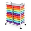 Pemberly Row 20-drawer Steel and Plastic Rolling Storage Cart in Multi-Color