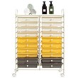 Pemberly Row 20-drawer Steel & Plastic Rolling Storage Cart in White/Yellow/Gray