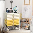 Pemberly Row 20-drawer Steel & Plastic Rolling Storage Cart in White/Yellow/Gray