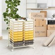 Pemberly Row 20-drawer Steel & Plastic Rolling Storage Cart in White/Yellow/Gray