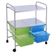 Pemberly Row 4-drawer Steel Rolling Storage Cart w/ 2-tier Shelf in Green & Blue