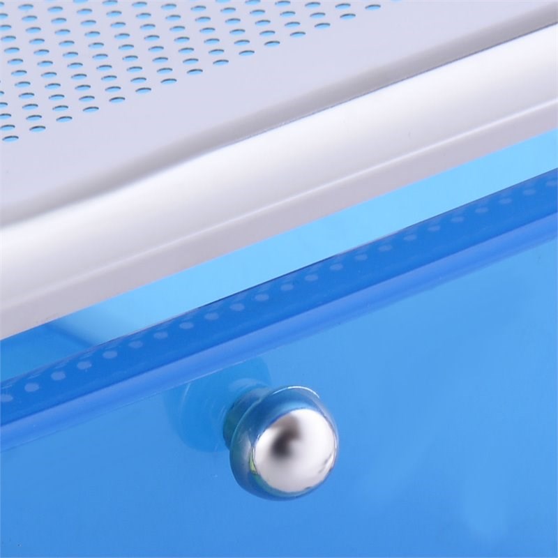 Pemberly Row 4-drawer Steel Rolling Storage Cart w/ 2-tier Shelf in Green & Blue