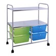 Pemberly Row 4-drawer Steel Rolling Storage Cart w/ 2-tier Shelf in Green & Blue