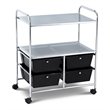 Pemberly Row 4-drawer PP and Steel Rolling Storage Cart in Black/Silver