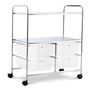 Pemberly Row 4-drawer PP and Steel Rolling Storage Cart in White/Black