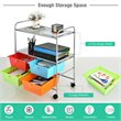 Pemberly Row 4-drawer PP and Steel Rolling Storage Cart in Multi-Color