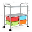 Pemberly Row 4-drawer PP and Steel Rolling Storage Cart in Multi-Color