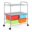 Pemberly Row 4-drawer PP and Steel Rolling Storage Cart in Multi-Color