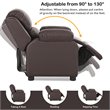 Pemberly Row Polyurethane Kids Sofa Armchair Recliner with Storage Arm in Brown