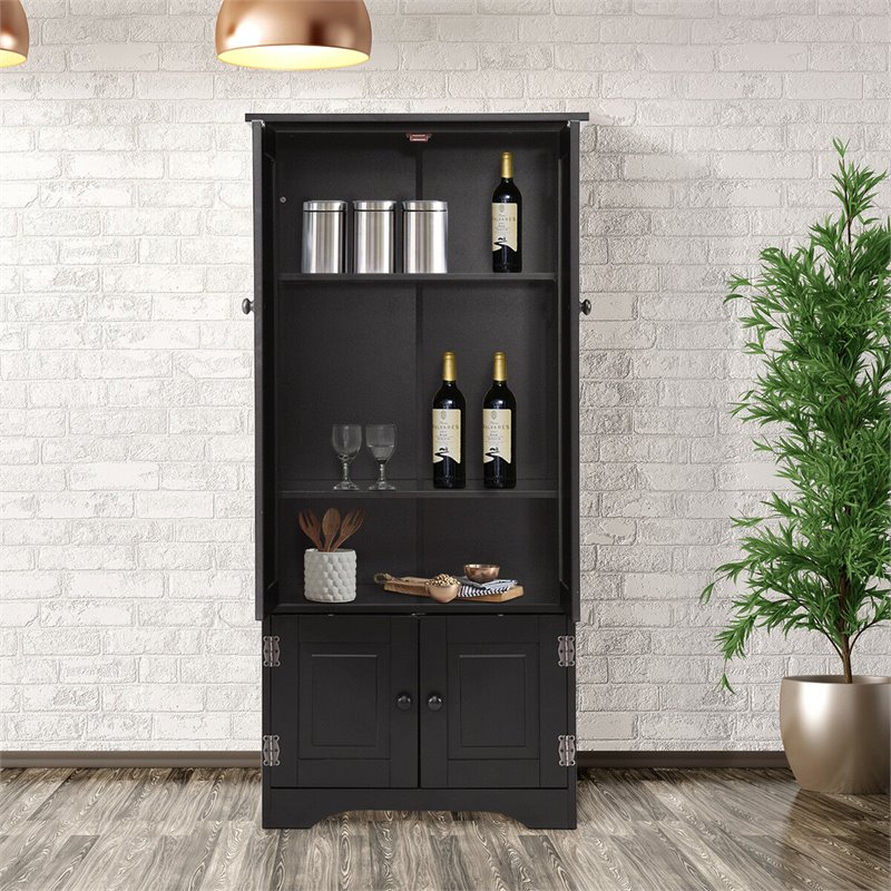 Pemberly Row 2-door MDF Storage Cabinet with Adjustable Shelves in Black